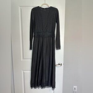 Zara Black Maxi Long Sleeve Lace Dress
